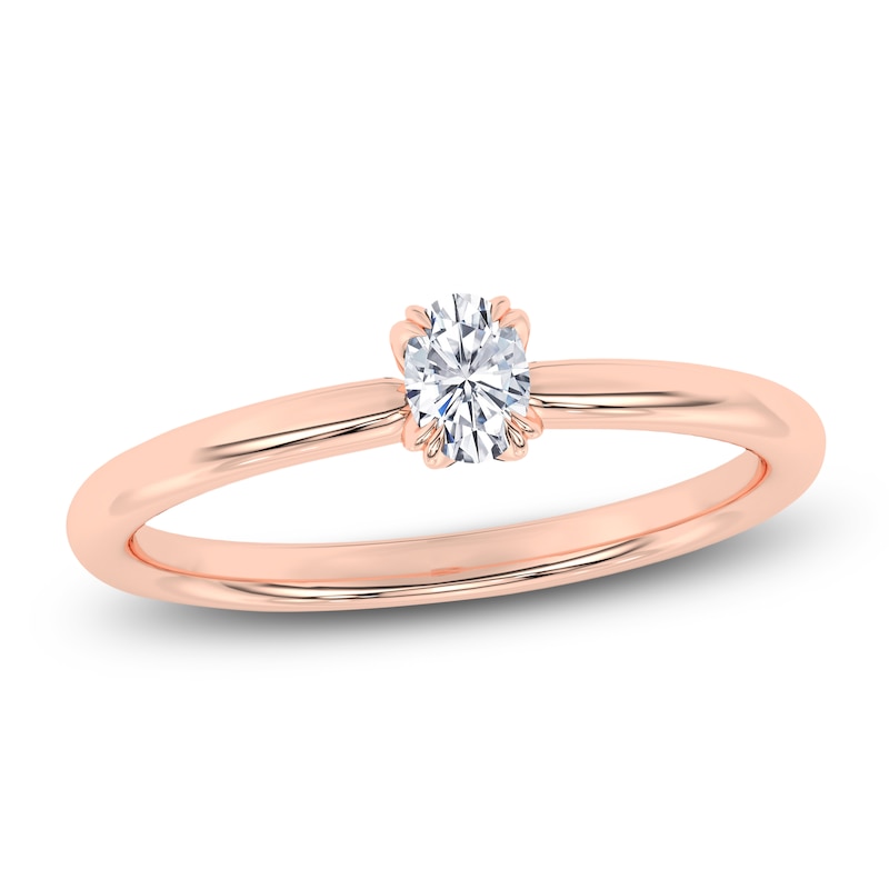 Certified Oval-Cut Diamond Solitaire Engagement Ring 1/4 ct tw 14K Rose Gold (I1/I)
