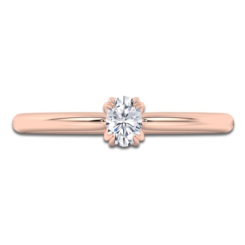 Main Image 3 of Certified Oval-Cut Diamond Solitaire Engagement Ring 1/4 ct tw 14K Rose Gold (I1/I)