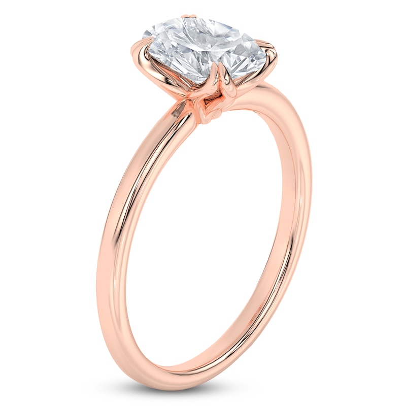 Main Image 2 of Certified Oval-Cut Diamond Solitaire Engagement Ring 1-1/2 ct tw 14K Rose Gold (I1/I)
