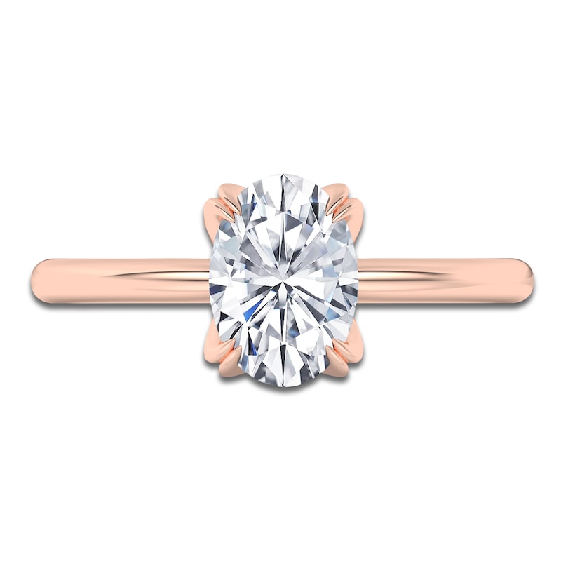 Main Image 3 of Certified Oval-Cut Diamond Solitaire Engagement Ring 1-1/2 ct tw 14K Rose Gold (I1/I)