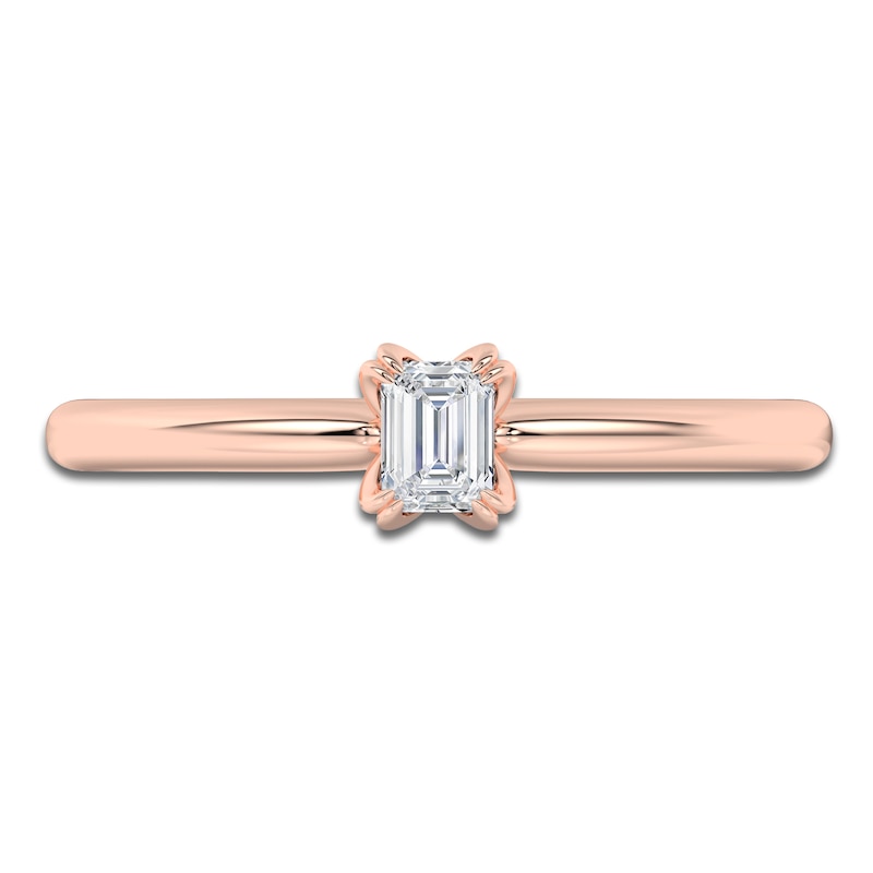 Main Image 3 of Emerald-Cut Diamond Solitaire Engagement Ring 1/4 ct tw 14K Rose Gold (I2/I)
