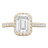Thumbnail Image 3 of Emerald-Cut Lab-Grown Diamond Halo Engagement Ring 2-3/4 ct tw 14K Yellow Gold