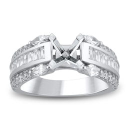 Marquise, Round & Baguette-Cut Lab-Grown Diamond Engagement Ring Setting 1-1/4 ct tw Platinum
