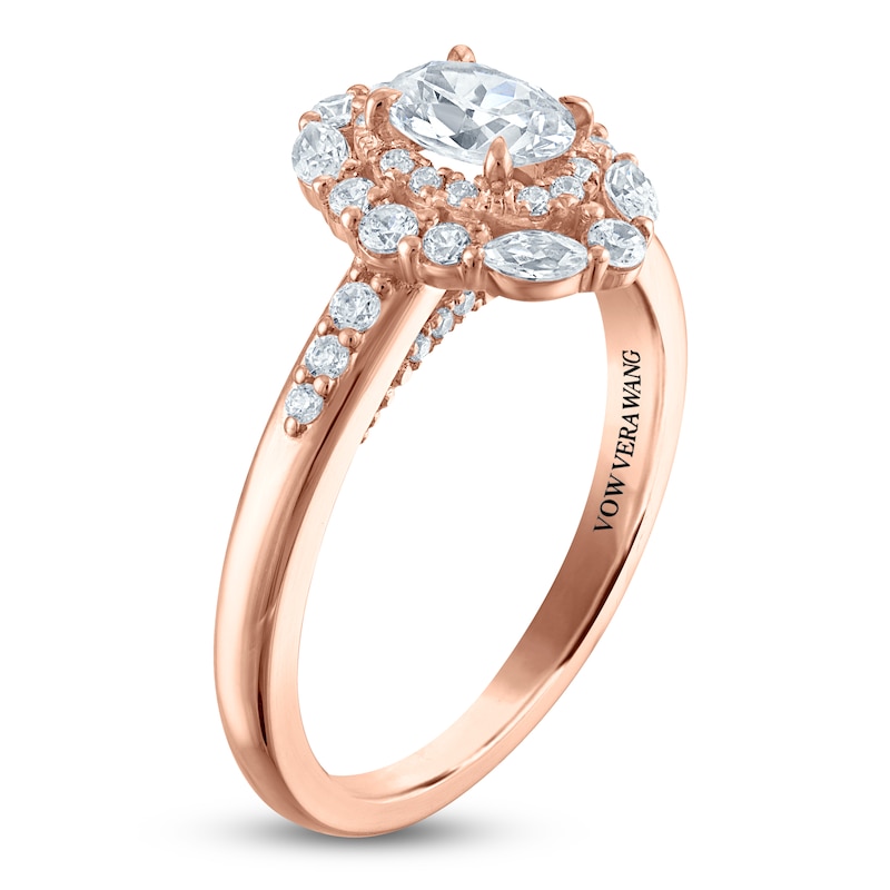 Main Image 2 of Vera Wang VOW Oval-Cut Diamond Double Halo Engagement Ring 1 ct tw 14K Rose Gold