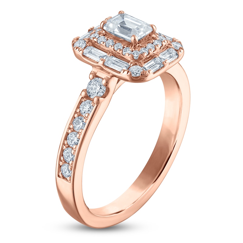 Main Image 2 of Vera Wang VOW Emerald-Cut Diamond Double Halo Engagement Ring 1-1/5 ct tw 14K Rose Gold