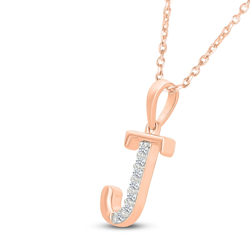 Main Image 2 of Diamond Initial J Necklace 1/20 ct tw 10K Rose Gold 18"