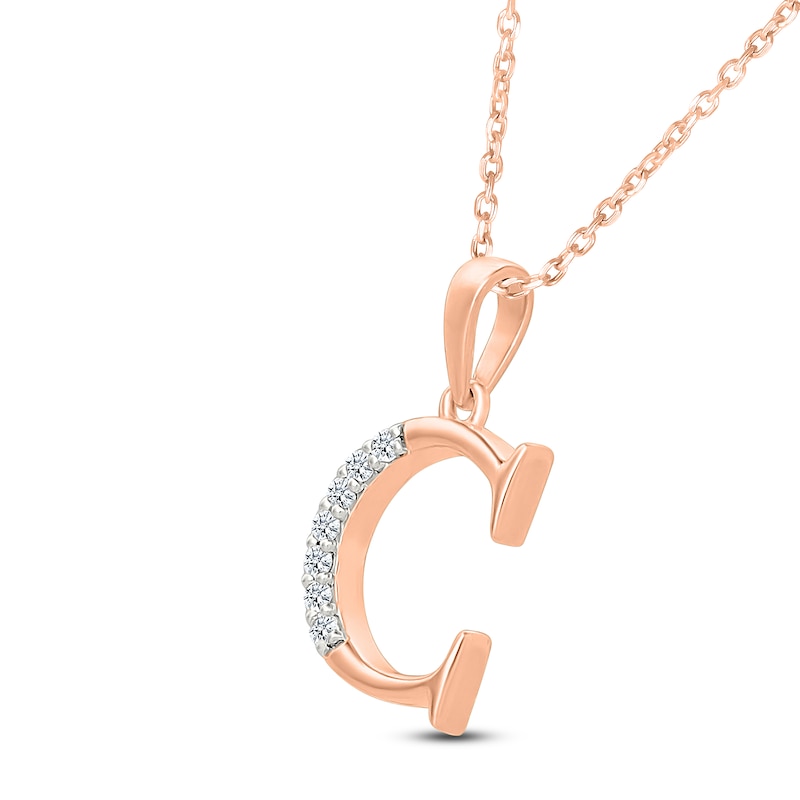 Main Image 2 of Diamond Initial C Necklace 1/20 ct tw 10K Rose Gold 18"