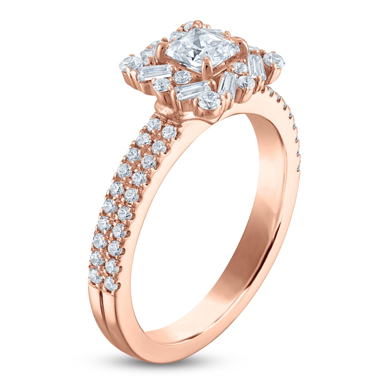 Main Image 2 of Vera Wang VOW Princess-Cut Diamond Halo Engagement Ring 1 ct tw 14K Rose Gold