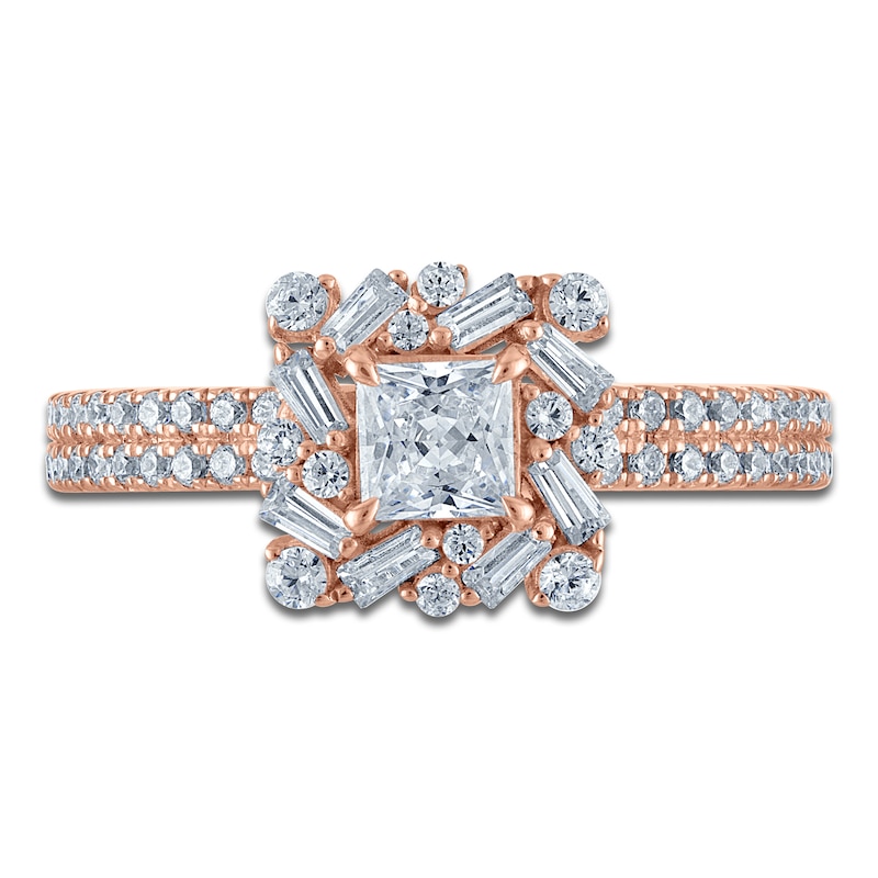 Main Image 3 of Vera Wang VOW Princess-Cut Diamond Halo Engagement Ring 1 ct tw 14K Rose Gold