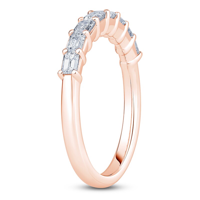 Main Image 2 of Certified Emerald-Cut Diamond Anniversary Ring 3/4 ct tw 14K Rose Gold
