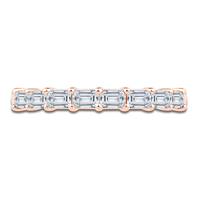 Main Image 3 of Certified Emerald-Cut Diamond Anniversary Ring 3/4 ct tw 14K Rose Gold