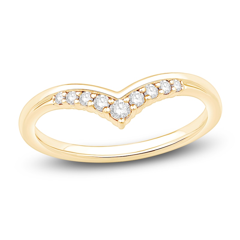 Main Image 1 of Certified Diamond Graduated Chevron Anniversary Ring 1/8 ct tw 14K Yellow Gold