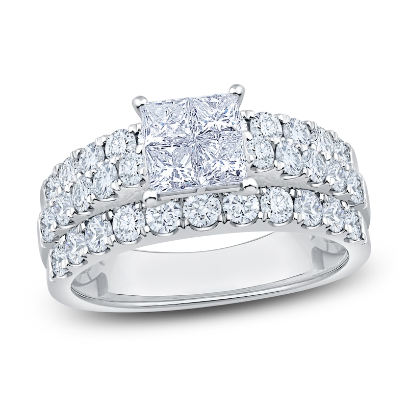 Main Image 1 of Certified Princess-Cut Quad Diamond Engagement Ring 2 ct tw 14K White Gold