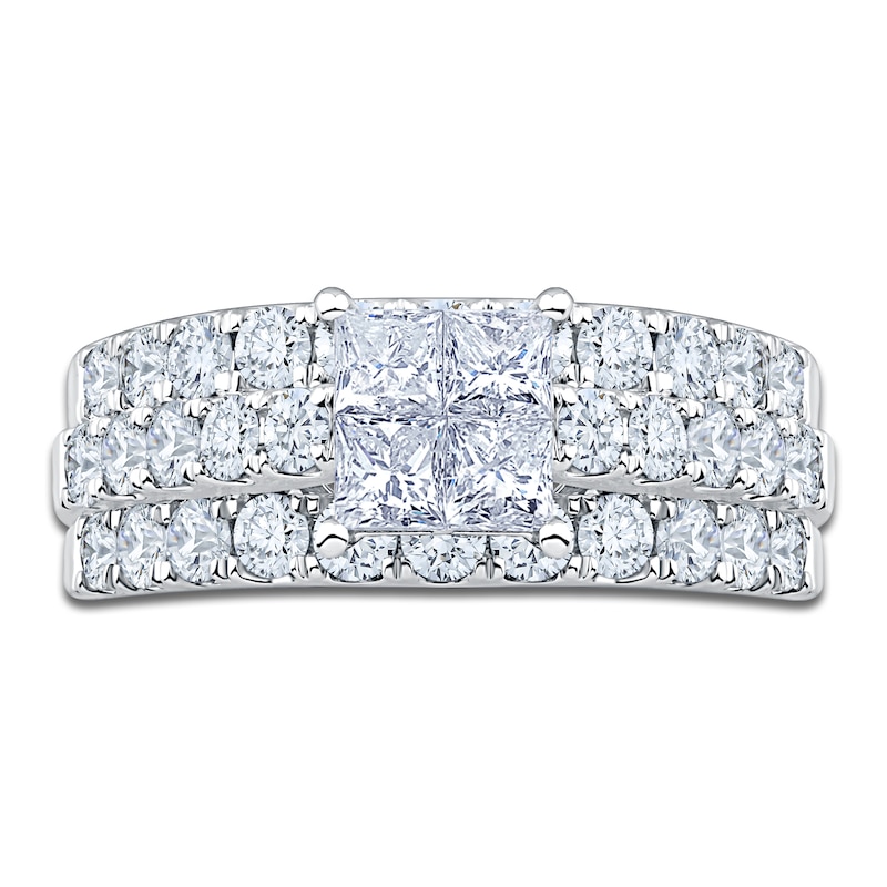 Main Image 3 of Certified Princess-Cut Quad Diamond Engagement Ring 2 ct tw 14K White Gold