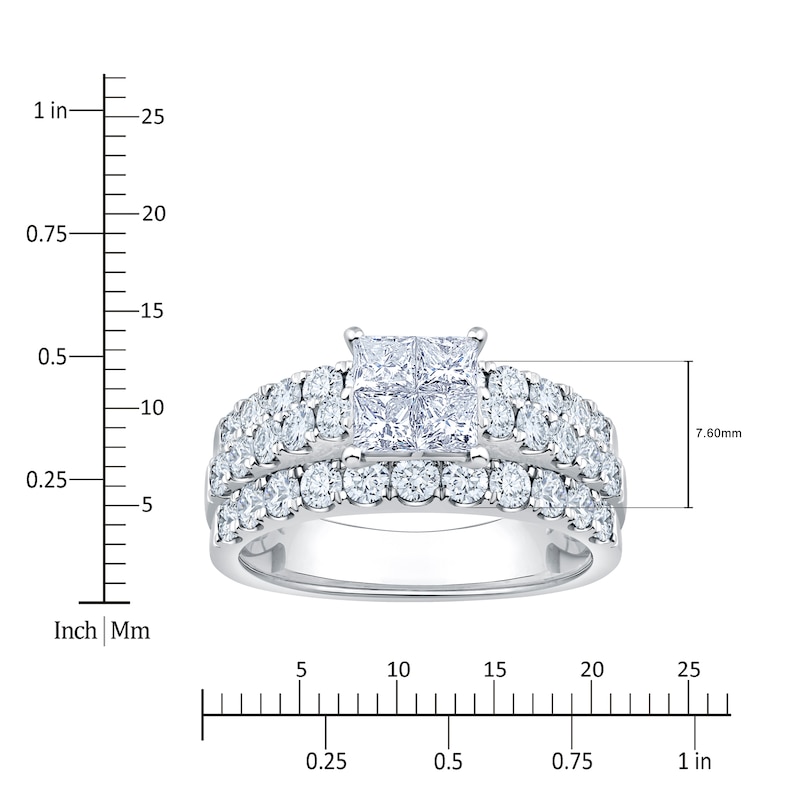 Main Image 4 of Certified Princess-Cut Quad Diamond Engagement Ring 2 ct tw 14K White Gold