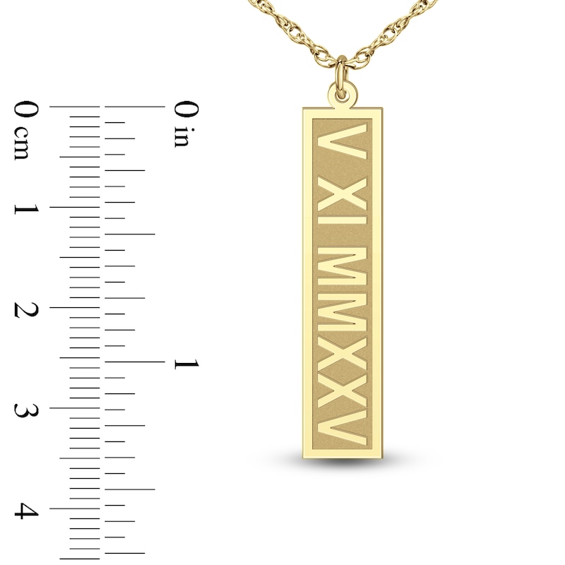 Main Image 4 of Roman Numeral Date Vertical Tag Necklace 24K Yellow Gold-Plated Sterling Silver 18"