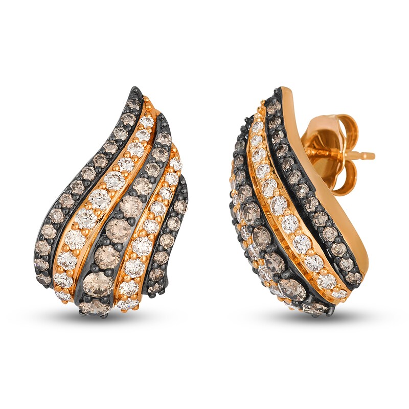 Main Image 2 of Le Vian Diamond Curved Stud Hoop Earrings 1-1/4 ct tw 14K Strawberry Gold