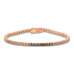 Le Vian Chocolate Ombré Diamond Tennis Bracelet 3-1/2 ct tw 14K Strawberry Gold 7"