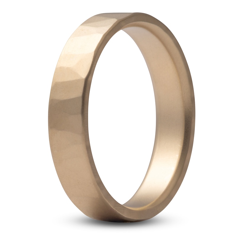 Main Image 2 of Men's Hammered Matte Wedding Band 14K Yellow Gold 5mm