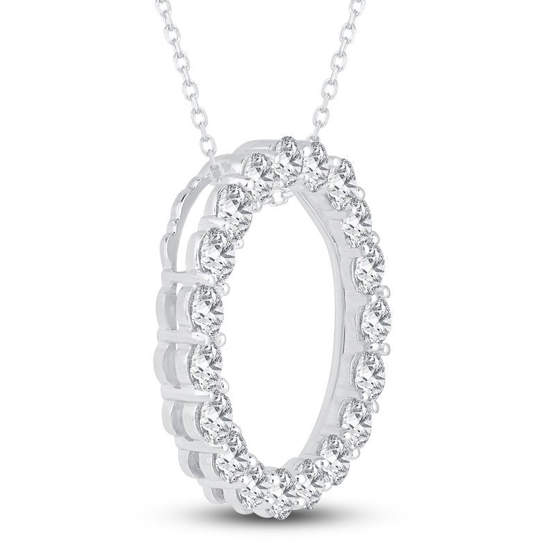 Main Image 2 of Diamond Circle Pendant Necklace 2 ct tw Round 14K White Gold 18"