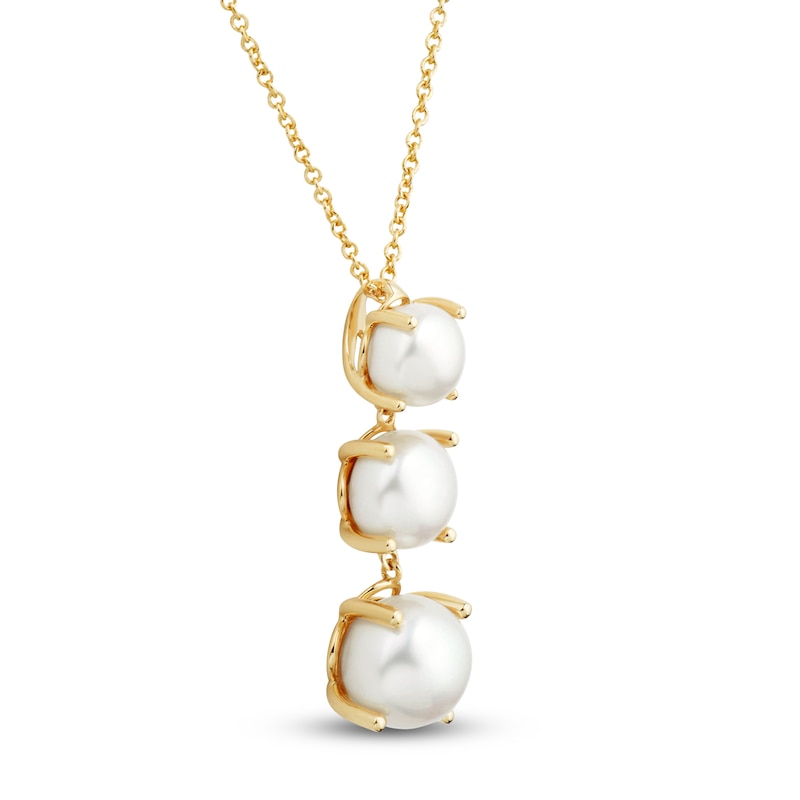 Main Image 2 of Button Cultured Pearl Trio Drop Necklace 14K Yellow Gold