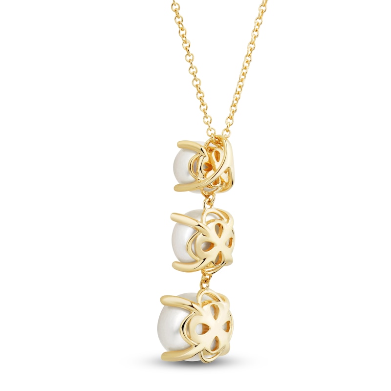 Main Image 3 of Button Cultured Pearl Trio Drop Necklace 14K Yellow Gold