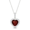 Thumbnail Image 1 of Heart-Shaped Natural Garnet & White Lab-Created Sapphire Heart Necklace Sterling Silver 18"
