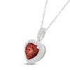 Thumbnail Image 2 of Heart-Shaped Natural Garnet & White Lab-Created Sapphire Heart Necklace Sterling Silver 18"