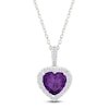 Thumbnail Image 1 of Heart-Shaped Natural Amethyst & White Lab-Created Sapphire Heart Necklace Sterling Silver 18"