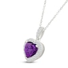 Thumbnail Image 2 of Heart-Shaped Natural Amethyst & White Lab-Created Sapphire Heart Necklace Sterling Silver 18"
