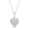 Thumbnail Image 1 of Heart-Shaped Lab-Created Opal & White Lab-Created Sapphire Heart Necklace Sterling Silver 18"