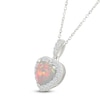 Thumbnail Image 2 of Heart-Shaped Lab-Created Opal & White Lab-Created Sapphire Heart Necklace Sterling Silver 18"