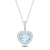 Thumbnail Image 1 of Heart-Shaped Aquamarine & White Lab-Created Sapphire Heart Necklace Sterling Silver 18"