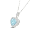 Thumbnail Image 2 of Heart-Shaped Aquamarine & White Lab-Created Sapphire Heart Necklace Sterling Silver 18"
