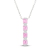 Thumbnail Image 1 of Baguette-Cut Pink Lab-Created Sapphire & White Lab-Created Sapphire Vertical Bar Necklace Sterling Silver 18"