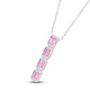 Thumbnail Image 2 of Baguette-Cut Pink Lab-Created Sapphire & White Lab-Created Sapphire Vertical Bar Necklace Sterling Silver 18"
