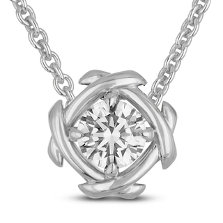 Unspoken Diamond Solitaire Necklace 1/2 ct tw 14K White Gold 18" (I1/I)