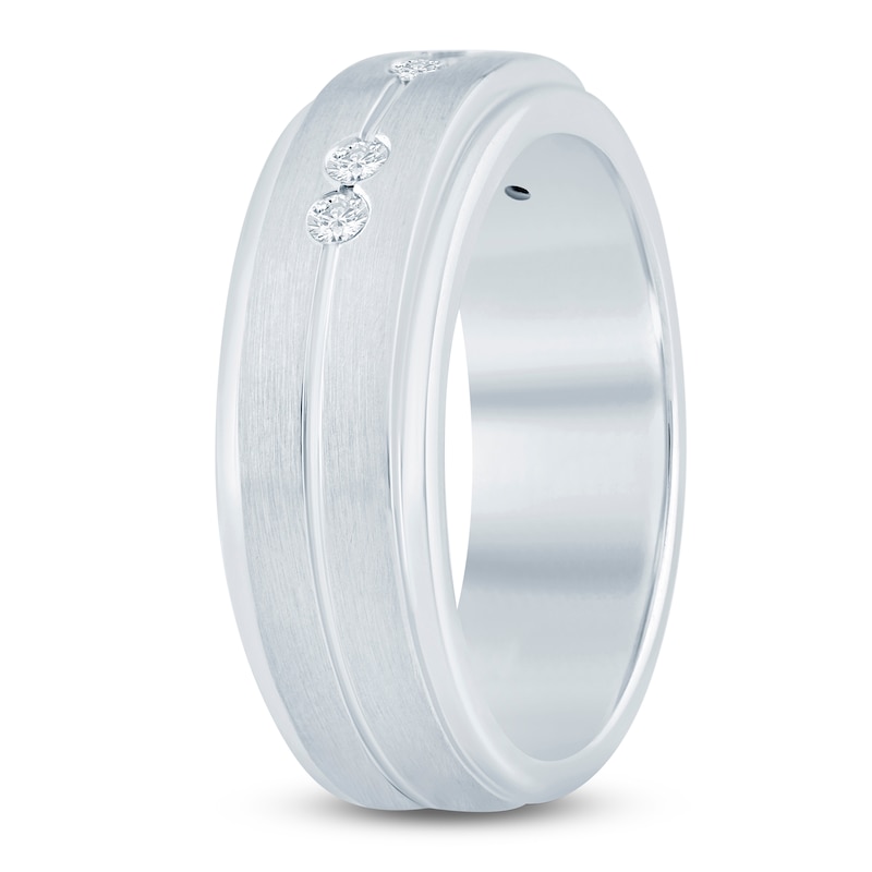 Main Image 2 of Men's Certified Diamond Satin Finish Wedding Band 1/5 ct tw 14K White Gold