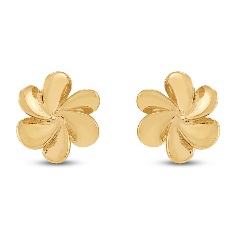 Main Image 1 of Flower Stud Earrings Solid 14K Yellow Gold