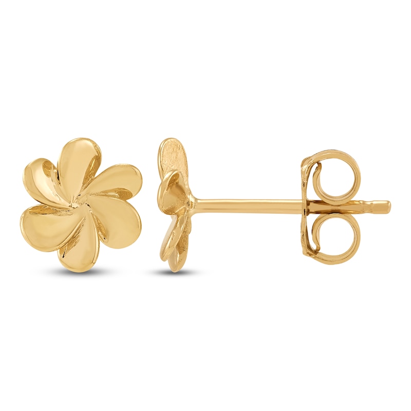 Main Image 3 of Flower Stud Earrings Solid 14K Yellow Gold