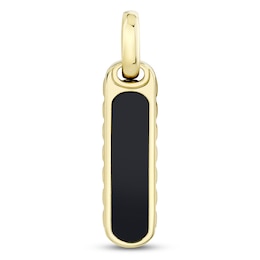 Shy Creation Men's Collection Natural Black Onyx Necklace Charm 14K Yellow Gold BM00109