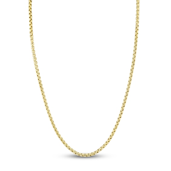 Shy Creation 3.4mm Men's Diamond Clasp Box Chain Necklace 1/20 ct tw 14K Yellow Gold 22" BM00082M3.4Z22