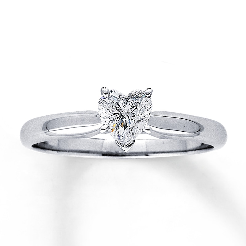 Main Image 1 of Diamond Solitaire Ring 1/2 carat Heart-Shaped 14K White Gold