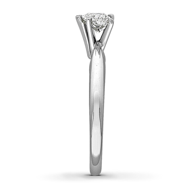 Main Image 3 of Diamond Solitaire Ring 1/2 carat Heart-Shaped 14K White Gold