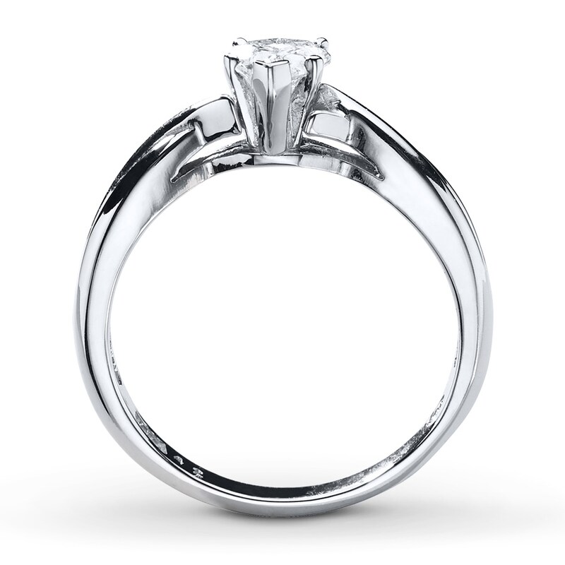 Solitaire Diamond Ring 3/8 ct tw Heart-cut 14K White Gold