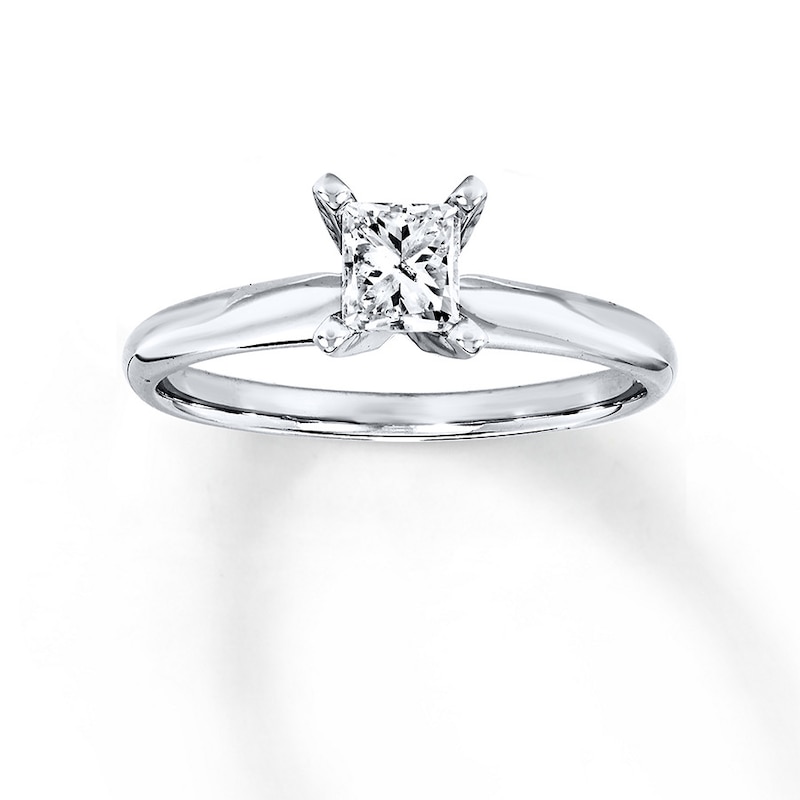 2 Ct Natural Princess Cut Diamond Solitaire Engagement Ring 14K