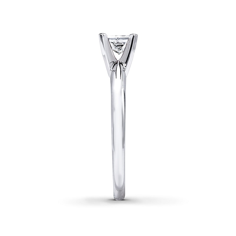 Diamond Solitaire Ring 1/2 carat Princess-cut 14K White Gold (I2/I)