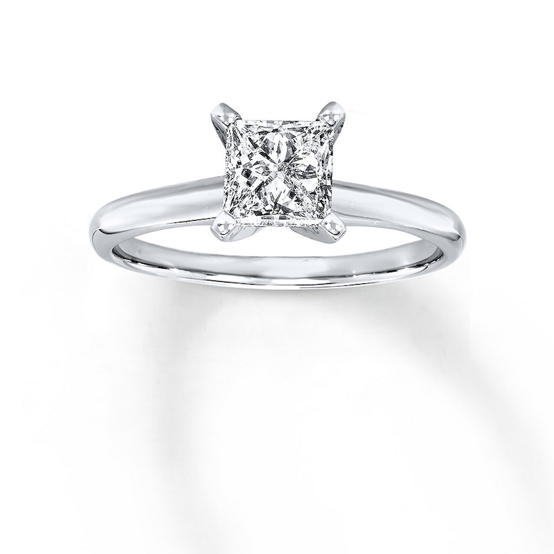 Udflugt Es transfusion Diamond Solitaire Ring 1 carat Princess-cut 14K White Gold (I2/I) | Jared