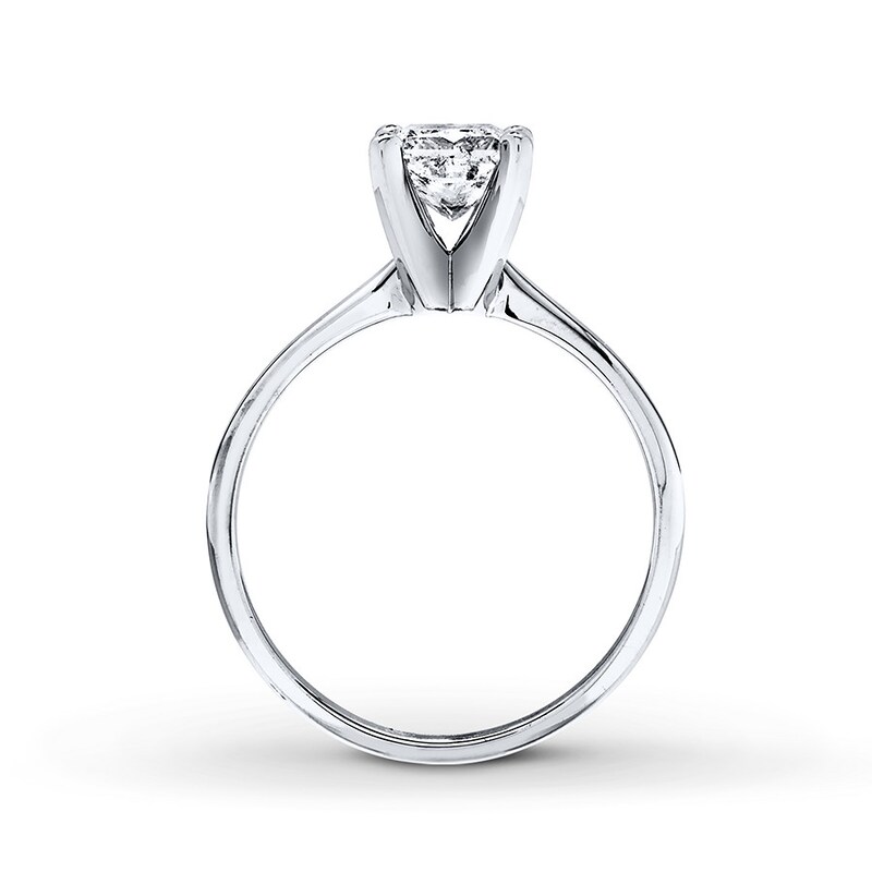 Diamond Solitaire Ring 1 carat Princess-cut 14K White Gold (I2/I)