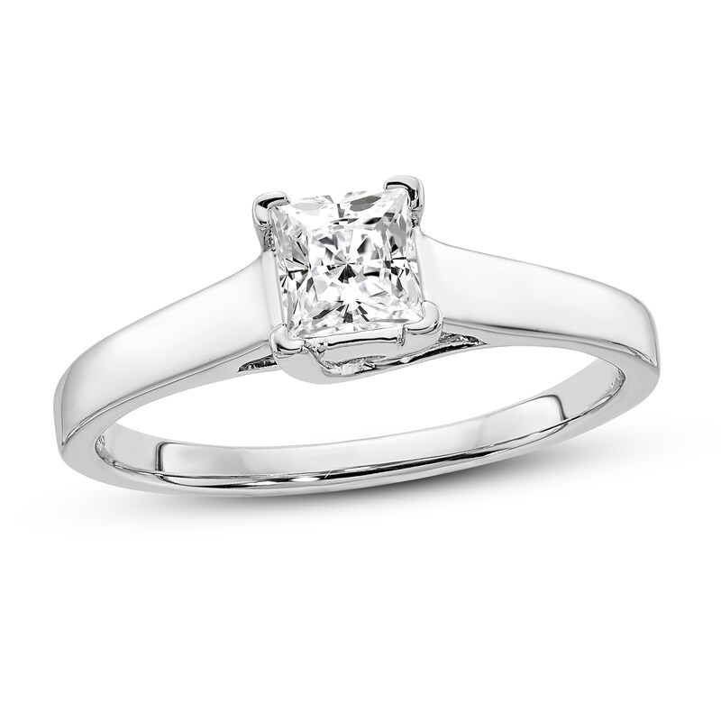 Diamond Solitaire Engagement Ring 1/2 ct tw Princess 14K White Gold (I1/I)